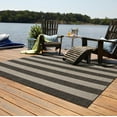 thumbnail image 5 of Unique Loom Outdoor Striped Collection Area Rug - Distressed Stripe (10' Square Charcoal Gray/Ivory), 5 of 11
