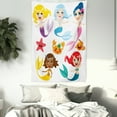 thumbnail image 3 of Underwater Tapestry, Illustration of Cute Colorful Mermaids and Sea Friends Kids Cheering Joyful, Wall Hanging for Bedroom Living Room Dorm Decor, 40W X 60L Inches, Multicolor, by Ambesonne, 3 of 5