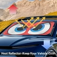 thumbnail image 4 of KUIFORTI Extra Large Windshield Sun Shade Angry Eyes Car Shades for Front Windows Fun Sun Visor for Car, SUV, Truck, Van, Blocks Heat and Sun, Foldable Sun Shield That Keeps Your Vehicle Cool, 4 of 5