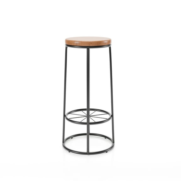 Furniture of America Cera Round Barstools - Set of 2, Warm Oak