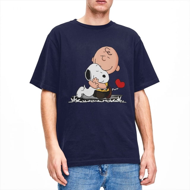 Camiseta para hombre Peanuts Charlie Brown y Snoopy Heart, camisetas de hip hop para playa, ropa de algodón con estampado vintage, talla grande 5XL