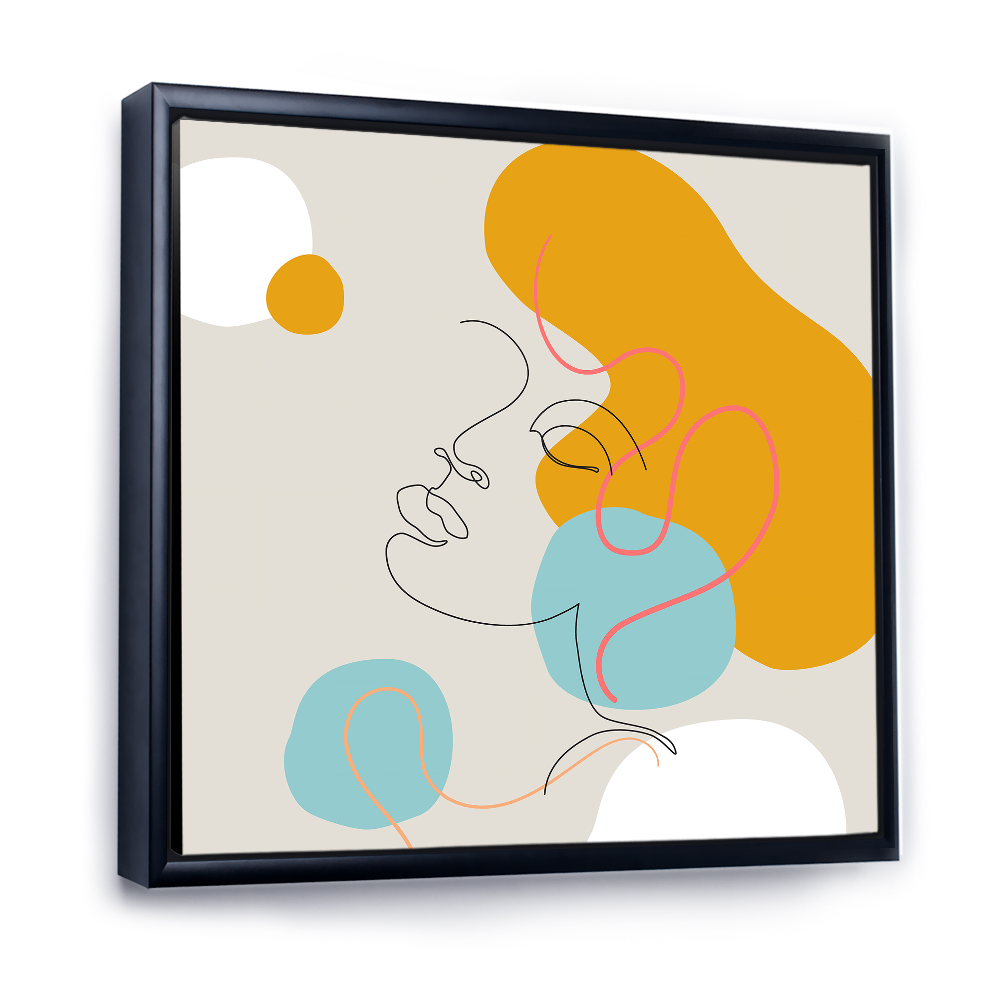 Minimal Portrait of Female Face Drawn With One Line I 30 in x 30 in Framed Painting Canvas Art Print, by Designart