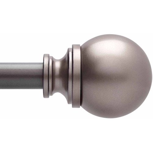 Better Homes & Gardens 1" Pewter Boule Single Curtain Rod, 36-66", Pewter