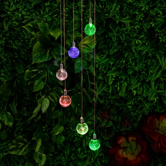 Alpine Corporation RGG644SLR-CC 21/28" Solar Hanging Light – Outdoor Solar LED Hanging Mobile, Decorative Garden Lighting, Durable Lawn & Patio Décor