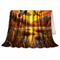 thumbnail image 2 of Mallard Ducks Flight Autumn Sunset Wildlife Painting, Peaceful Mountain Lake Scene, Warm Flannel Blanket for Cabin and Lodge, Outdoor Lovers Thanksgiving Gift, Rustic Home Decor, 2 of 9