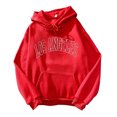 thumbnail image 3 of Sudaderas con capucha informales para mujer Otoño Invierno nuevo Tricolor Colorblock estampado de letras cuello redondo manga larga suéter femenino, 3 of 5
