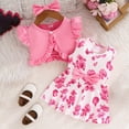 thumbnail image 2 of CAUYDY Toddler Girl Clothes Summer Outfits, Sleeveless Ruffle Hem Tank Top + Shorts 2Pcs Cute Baby Girls Clothing Set 1-5T (Sizes 2-3 Years,D01-Hot Pink), 2 of 4