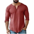 thumbnail image 2 of HOMADLES Men's Long Sleeve Henley Shirt Relaxed Fit Button Shirt Solid Color Lightweight Casual Tops Wine Size M, 2 of 6