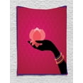 thumbnail image 1 of Lotus Tapestry, Silhouette of Woman Hand with Bangles Holding a Japanese Flower Asian Folklore Design, Wall Hanging for Bedroom Living Room Dorm Decor, 60W X 80L Inches, Multicolor, by Ambesonne, 1 of 2