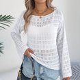 thumbnail image 6 of Riecok Womens Cover Up Long Sleeve Crewneck Hollow out Lightweight Swimsuit Cover Ups Summer Vacation Tops, 6 of 7