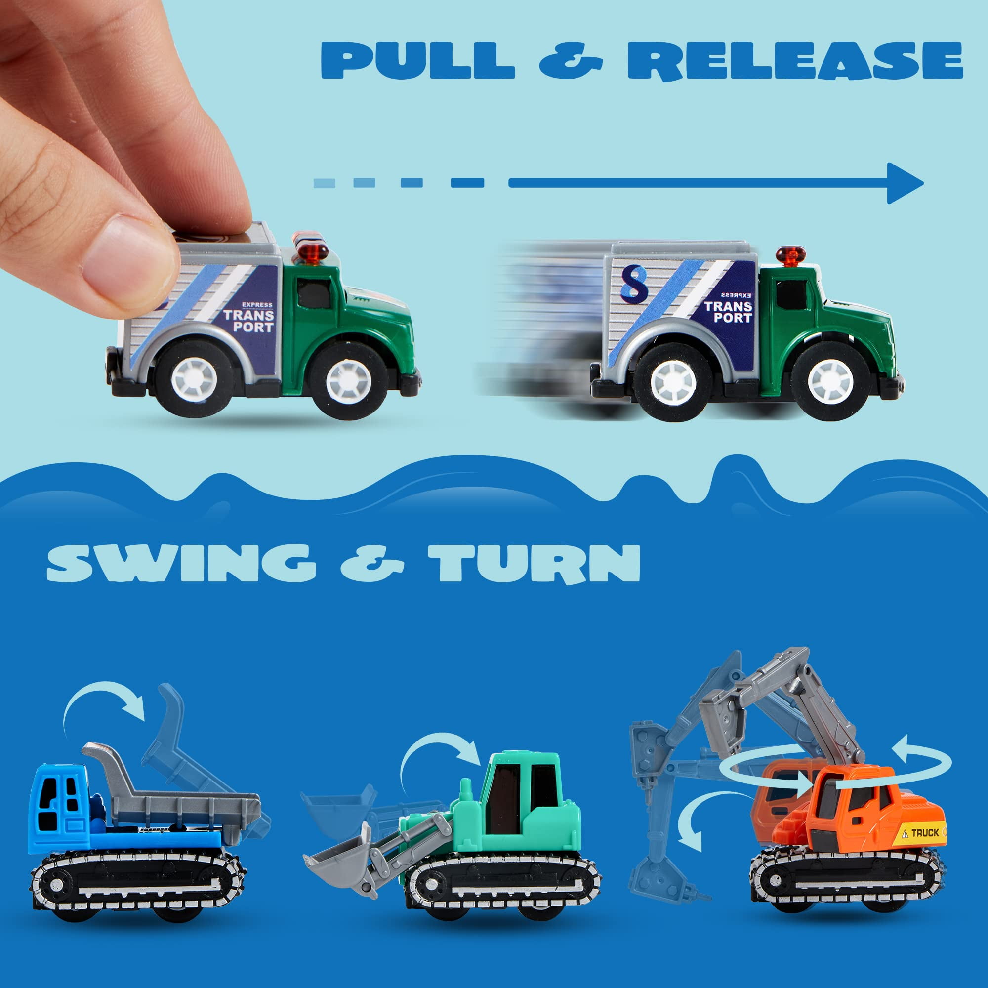 JOYIN 25 In 1 Die-cast Mini Adventure Vehicles Toy Set With Sound, Lights For Kids Age 3