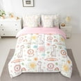thumbnail image 2 of Castle Fairy Kawaii Wildlife Elephant Lion 7 Pieces Bedding Comforter Set for Children Preppy Teens,Animal Giraffe Full Bedding Set Lightweight,Cartoon Wildlife Fitted Sheet Flat Sheet, 2 of 8