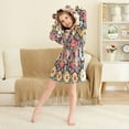 thumbnail image 3 of FORMRS Niños Bathrobe Unisex Hooded Robe Soft Plush Pajamas Sleepwear, Size 4-6T, Colorful Floral Pattern, 3 of 7