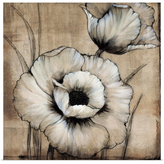 Great BIG Canvas | Rolled Tim O'Toole Poster Print entitled Neutral Poppies I