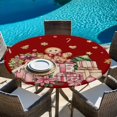 thumbnail image 6 of Red Gingerbread Christmas Round Tablecloth, Fitted Table Cover with Elastic for 36"-44" Round Tables, Xmas Tree Gift House Star Table Cloth Outdoor Indoor Dinning Party Waterproof Tablecloths, 6 of 7