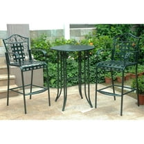 International Caravan Mandalay Iron 3-Piece Bar Height Outdoor Bistro Set, Verdi Gris