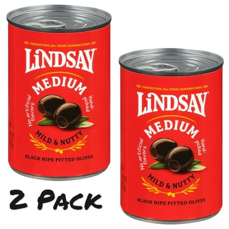 (  2 Pack ) Lindsay Medium Pitted Black Ripe Olives 6 oz