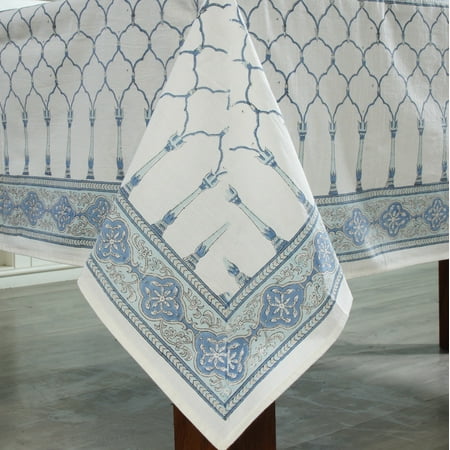 

Blue Indian Hand Block Printed Tablecloth Table Cover Table Linen Wedding Table Decor