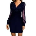 thumbnail image 1 of KOMOO Women Sequins Cocktail Dress Mesh Long Sleeve High Waist Patchwork Bodycon Dress Glitter Evening Dress, 1 of 6