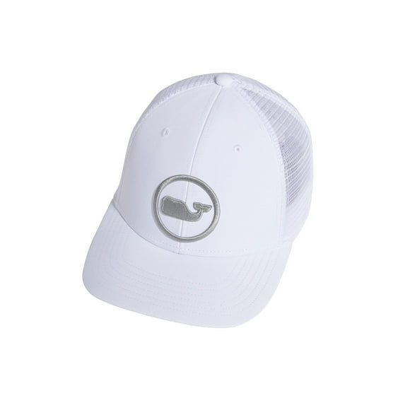 Sombrero Trucker Vineyard Vines Whale Dot Performance para hombre, color blanco