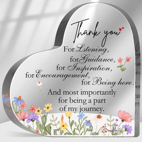 Thank You Gifts For Women Friendship Appreciation Gifts Thank You Sign Acrylic Heart For Coworkers Boss Teacher Thank You For Listening Guidance Inspiration Sign Plaque Floral Desk Decor 4X4 In