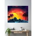 thumbnail image 2 of 80S Retro Aesthetic Vaporwave Sunset Poster Wall Art, Modern Wall Decor, 8x12 UNFRAMED, 2 of 3
