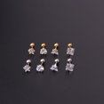 thumbnail image 5 of Pendientes de acero inoxidable con forma de triángulo amoroso y circonita cuadrada de cinco puntas de 3 mm a 5 mm, varilla fina de 20 g, con forma de bola giratoria y hueso de oreja para, 5 of 5