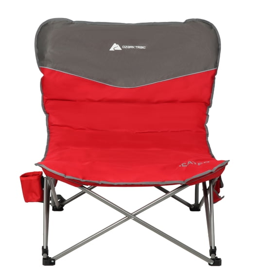 Ozark Trail Heated Butterfly-Style Camping Chair with Cup Holder, Red