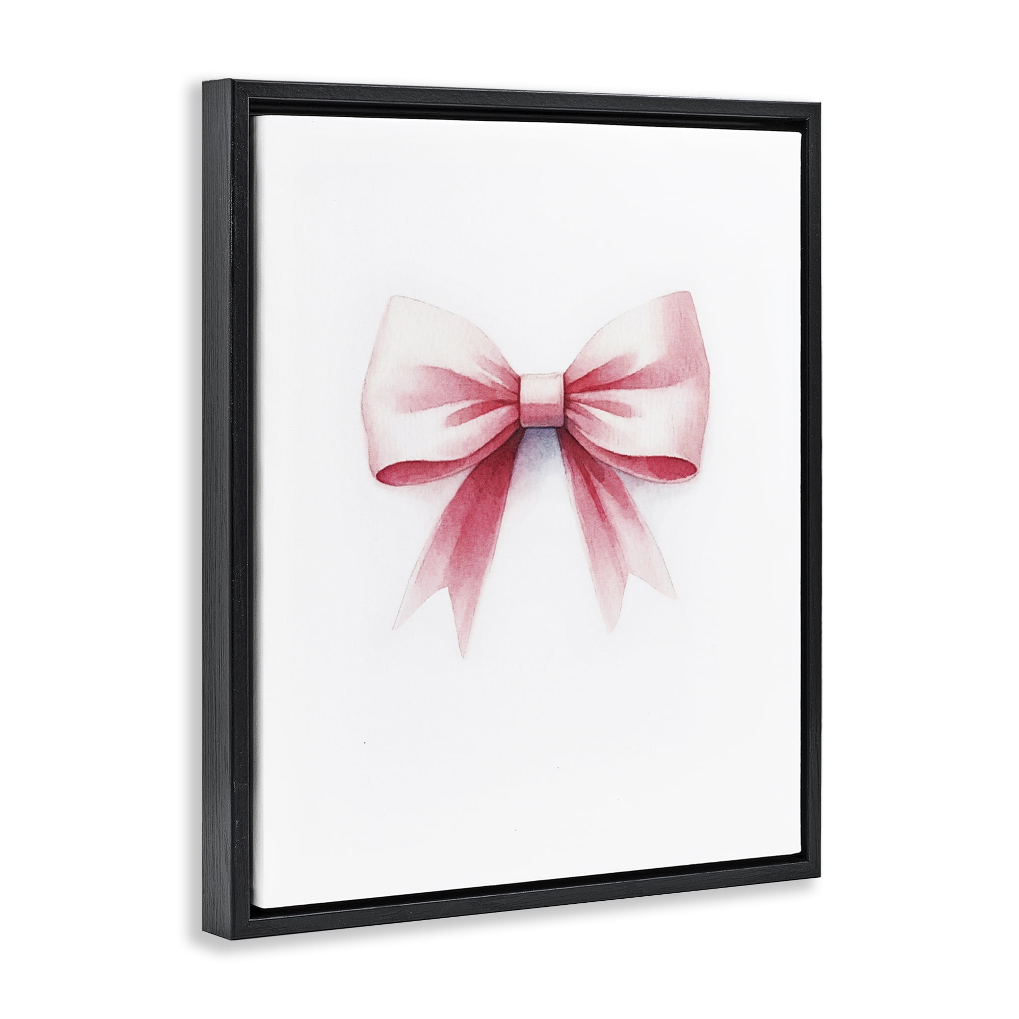 Stupell Industries Soft Fading Pink Bow Fashion Painting Black Floater Framed Canvas Art Print Wall Art, 25 x 31