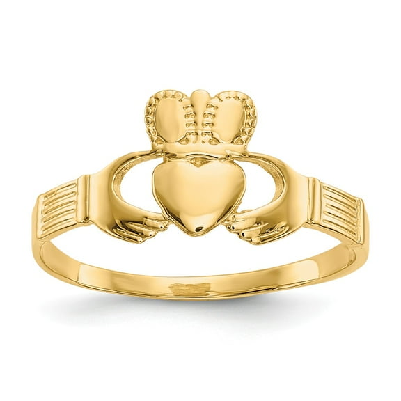Real 14kt Yellow Gold Ladies Claddagh Ring Size: 6; for Adults and Teens; for Women and Men