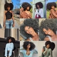 thumbnail image 4 of LHWEN Women's Black Small Curly Wavy Wig High Temperature Fiber African Glueless Lace Front Human Hair Comfortable with Adjustable Straps Natural and Stylish Ideal for Parties Halloween Daily Use, 4 of 9