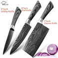 thumbnail image 1 of Kitchen Knife Chef Knives Set Knife 3 PCS Cleaver Utility Knife Laser Pattern, 1 of 7