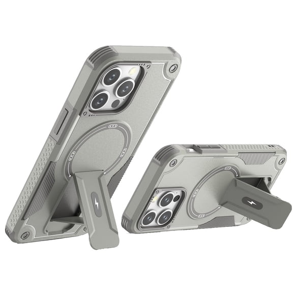For iPhone 13 Pro Max Sturdy Bracket Kickstand Magnetic Hybrid - Grey