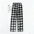 thumbnail image 3 of Flannel Pajama Women's Drawstring Soft Fuzzy Cute Plaid Pj Pants Comfy Wide Leg Lounge Sleepwear with Pockets Black XL, 3 of 3