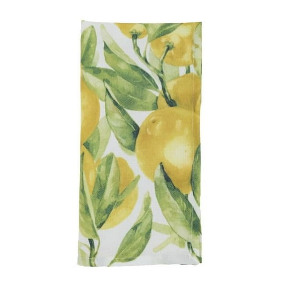 SARO 1528.M20S 20 in. Square Printed Table Napkins with Lemon Design - Set of 12