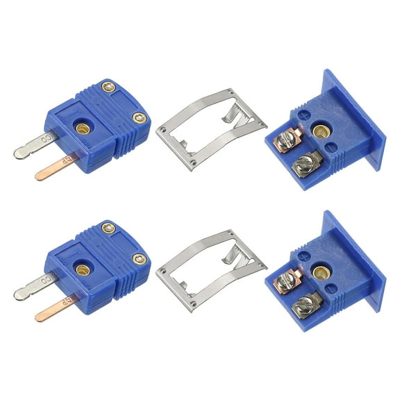 T Type Thermocouple Wire Connector Male Plug with Panel Mount Mini Socket 220C(428F) for Thermocouple Sensor 2 Set