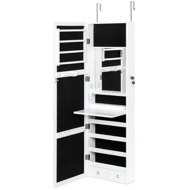 Best Choice Products Hanging Mirror Jewelry Armoire Cabinet W Led Lights Walmart Com Walmart Com