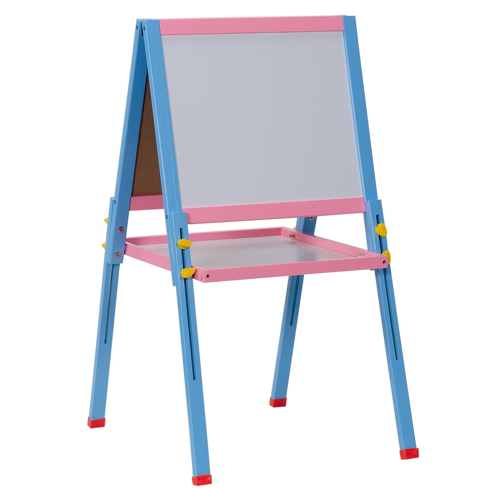 UBesGoo Double Sided Kids Drawing Easel, Wooden Adjustable Chalkboard