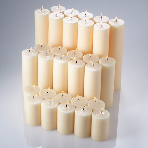 H... 3 x 6 Inch Ivory Unscented Pillar Candles Set of 3 Handpoured for Weddings 