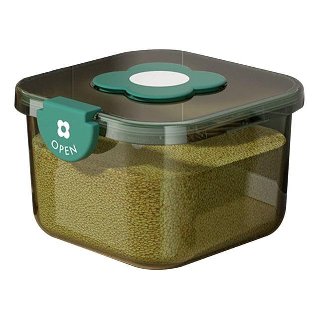 Dinheiro Contenedor de Arroz Caja Hermética de Almacenamiento de Alimentos de Grano Transparente con Tapa para la Cocina del Hogar Transparente Verde 5kg