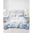 thumbnail image 2 of Twin XL Quilt Bedding Set, Blue Ocean Corals Reversible Summer Quilt 3 Pieces, Nautical Coastal Starfish Marine Life Summer Lightweight Bedspreads Coverlets with 2 Pillow Shams for All Seasons, 2 of 5