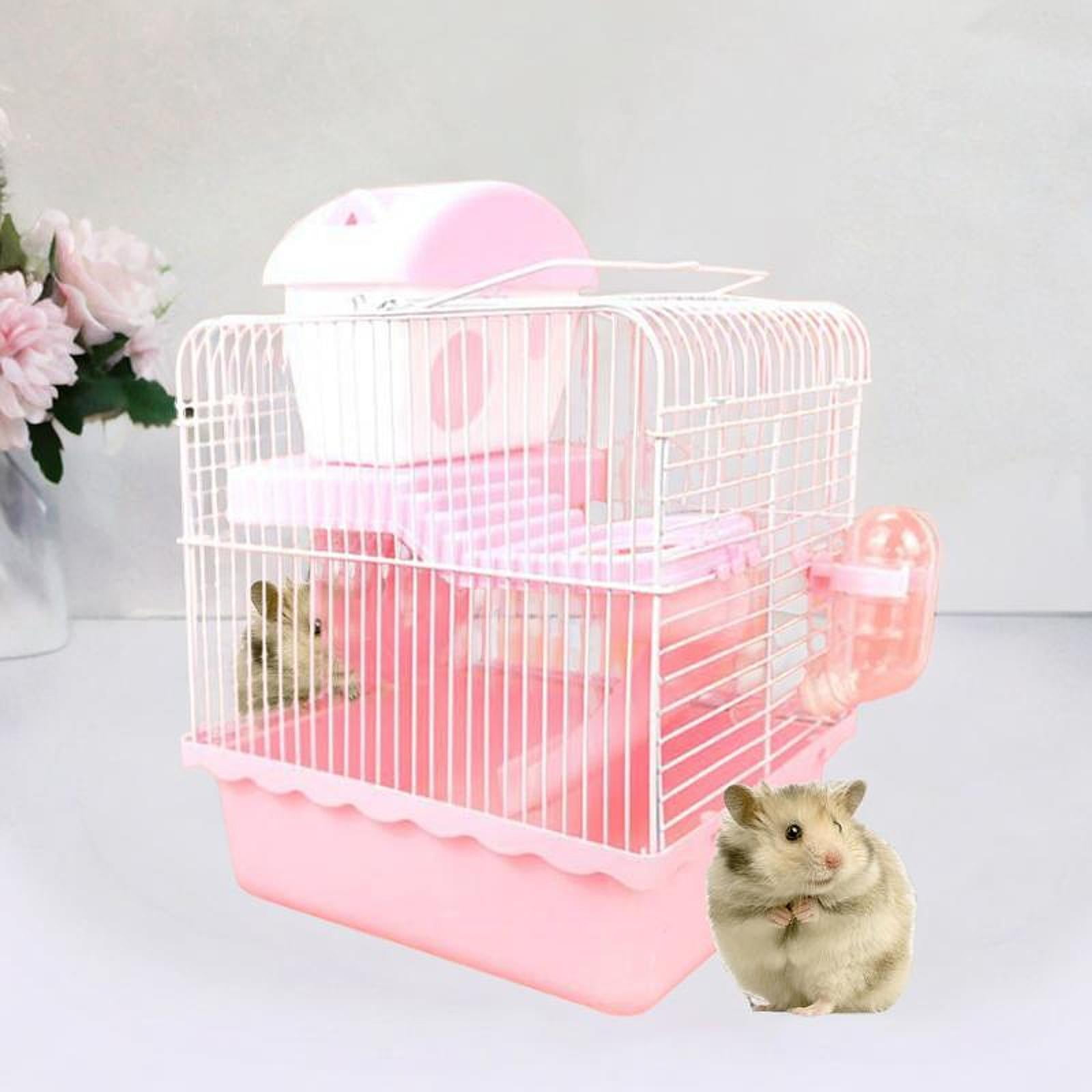 oshhni Small Animal Carrier Cage Hamster Cage for Dwarf Hamster Guinea Pig Hedgehog pink