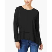 Style & Co Women's Petite SeaHigh-Low Top Black Size Petite X-Large