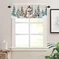 thumbnail image 7 of Winter Christmas Kitchen Curtains and Valances Set, Snowman Berries Squirrel Elk Tree Linen Rod Pocket Window Valance Window Curtain Panels for Living Room Bedroom Laundry, 27.5x24in, 3 Pieces, 7 of 7