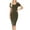 Dark Olive, variant on Womens Short Sleeve Bodycon Fitted Knee Length Midi Dress