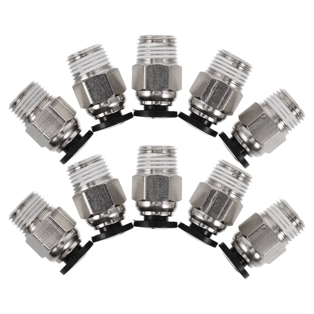 KAKOWELY 10pcs Pneumatic Tube Connectors Straight Push-To-Connect Fittings Thread Quick Connect Fittings For 3d Printers0.71"X0.39"X0.39"
