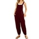 thumbnail image 1 of Gibobby pantalones siameses de pierna ancha Mono sin mangas para mujer, mono informal liso de verano, pantalones con peto de pierna ancha, mono con botones y bolsillos con bot(Vino， M), 1 of 5