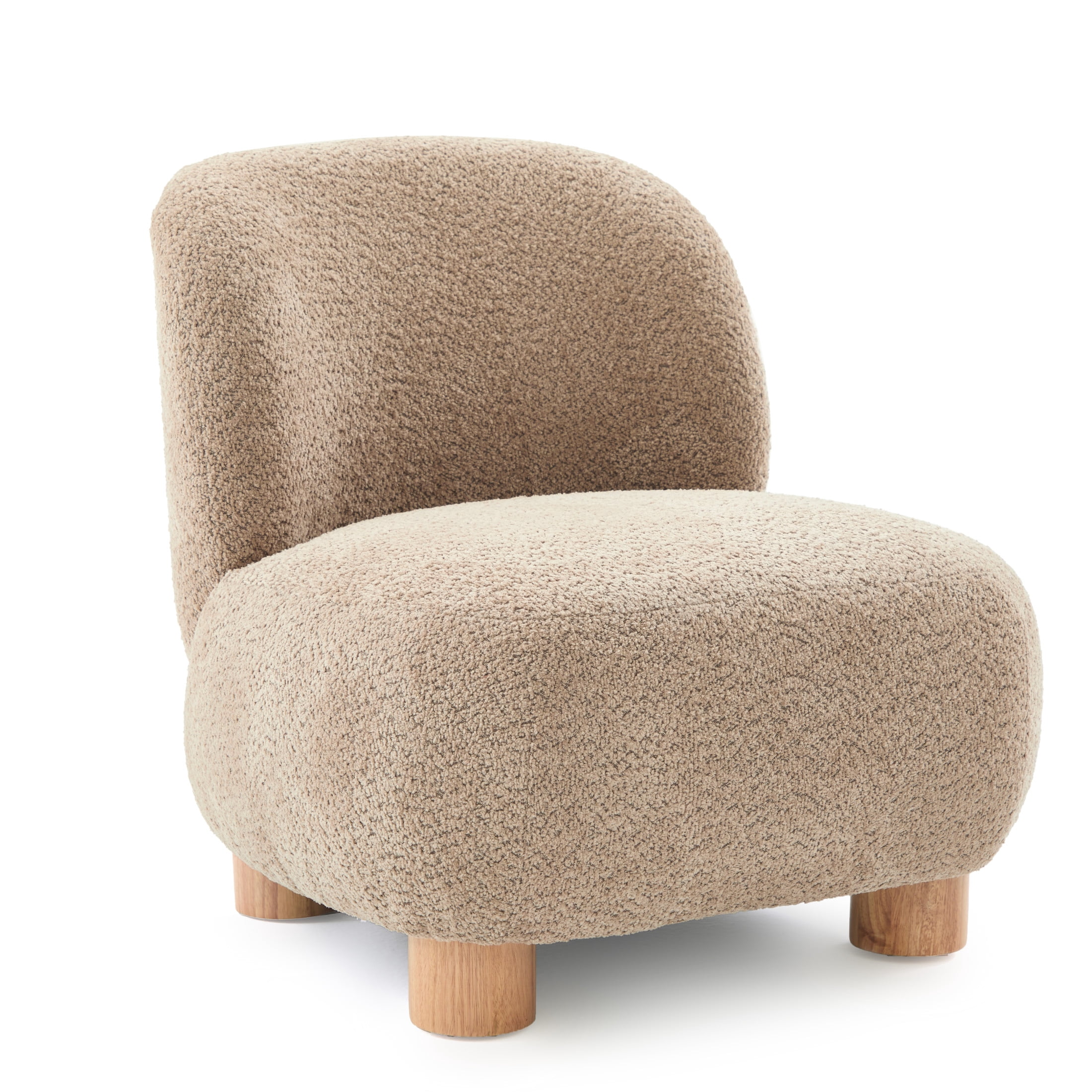 Christopher Knight Home Modern Minimalist Boucle Upholstered Accent Chair, Rubberwood Legs, Light Brown