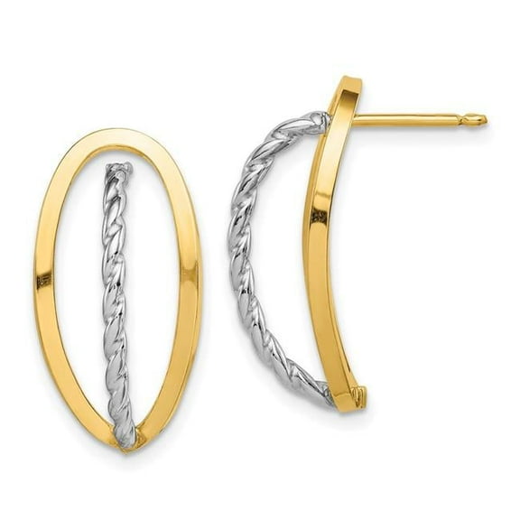 Primal Gold 14 Karat Two-Tone Twisted Fancy Post Earrings