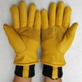 thumbnail image 4 of Pebbuoy 1 Pair Faux Leather Work Gloves Winter Waterproof Thermal Insulated Welder Gloves Fleece Lining Elastic Cuffs Warm Mittens, 4 of 6